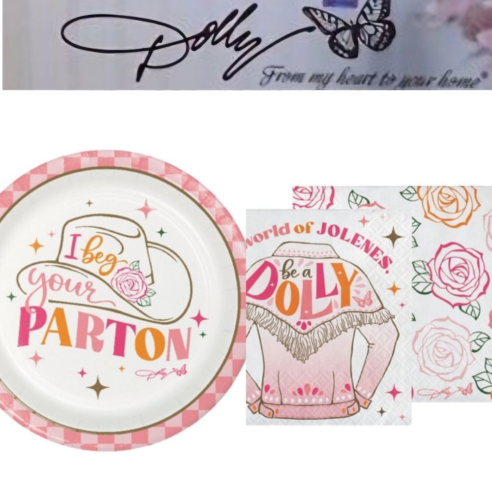 Dolly Parton 'I Beg Your Parton' & "Be A Dolly"  Party Plate & Napkin Set